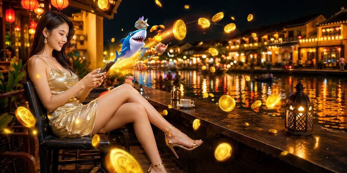 Người Hội An thưởng thức cà phê và chơi game bắn cá trực tuyến trong không gian truyền thống